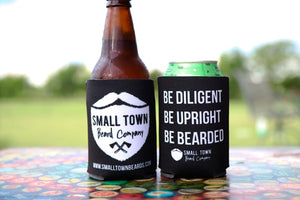 Black Drink Koozies with Small Town Beard Company Logo